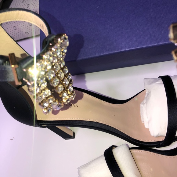 ❌SALE❌ Stuart Weitzman darknavy Nudist Silk Satin Sandals - Picture 9 of 14